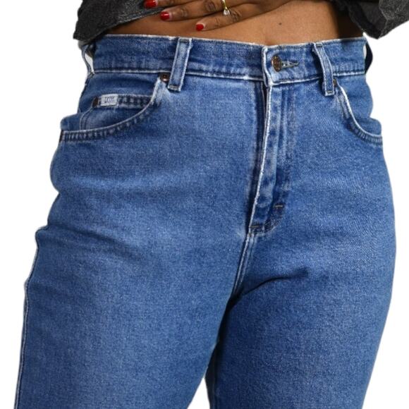 Vintage Lee Jeans Blue Denim Tapered High Waist Faded Broken In Casual Size 28 - Picture 7 of 15